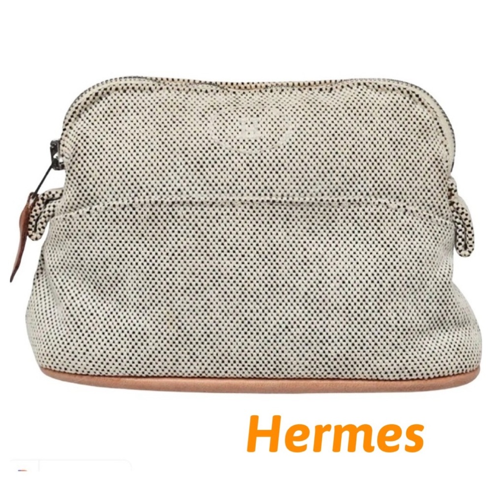 Hermes toile canvas cosmetic bag